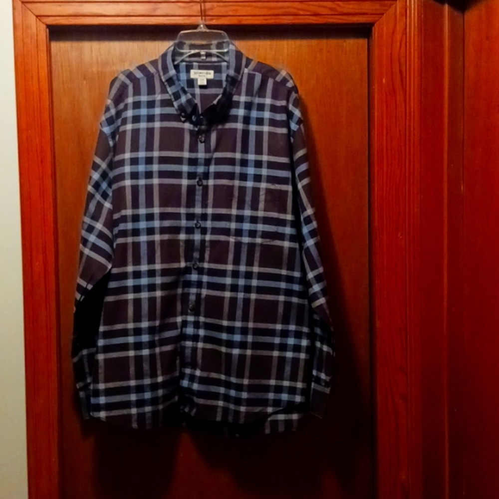 Saint John's Bay Long Sleeve Button Down Shirt  Brown Checkered Extra Large